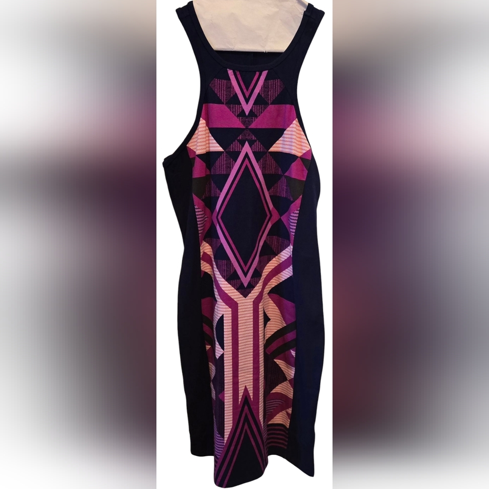 Express Womens Pink and Navy Blue Racerback Bodycon Mini Dress